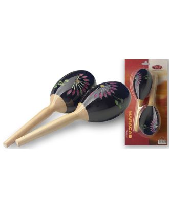 Holz Maracas (Paar), oval, schwarz, 19 cm
