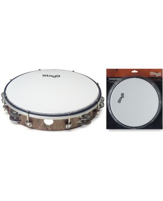 10" stimmbares Tambourin, Holzfarben