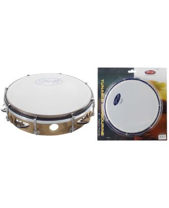 8" stimmbares Kunststoff Tambourin, Holzfarben, 1 Schellenreihe