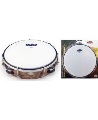 8" stimmbares Kunststoff Tambourin, Holzfarben, 2 Schellenreihen