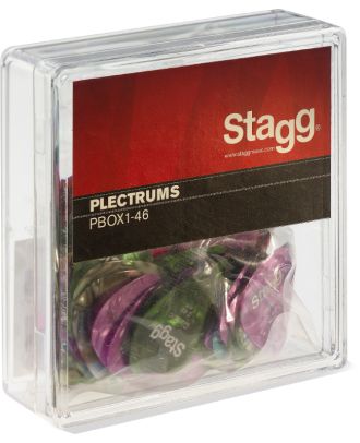 100 St. Display-Box m. Zelluloid Standard-Plektren (versch. Farben) .46 mm