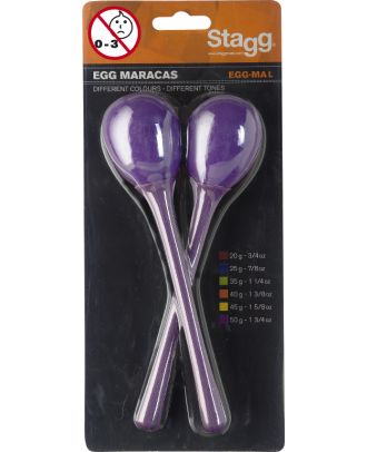 Maracas (Paar), Kunststoff eiförmig mit Griff, 25 Gramm, Farbe Violett