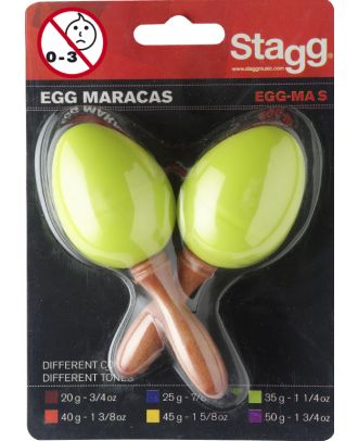 Maracas (Paar), Kunststoff eiförmig, mit Griff, 35 Gramm, grün