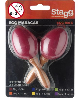 Maracas (Paar), Kunststoff eiförmig mit Griff, 20 Gramm, Farbe rot
