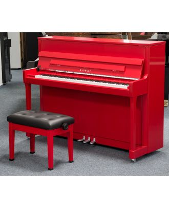 Kawai K-200 Klavier, Silber/Rot, mit stilgleicher Klavierbank