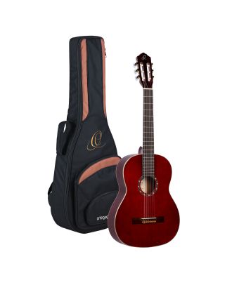 ORTEGA R121WR 4/4 Konzertgitarre 6-Saiter in Weinrot mit Tasche