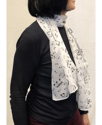 Schal, Tuch weiss mit Noten Motiv