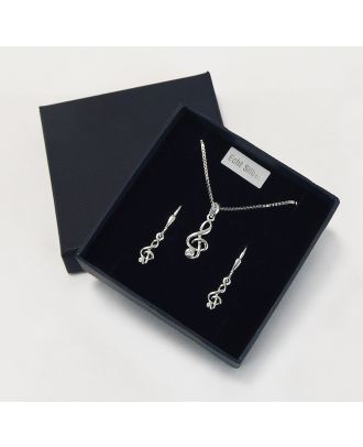 Notenschlüssel Anhänger mit Ohrhänger echt Silber in Geschenkbox