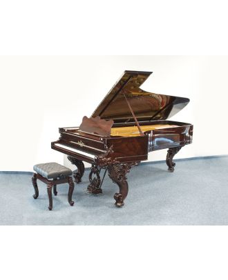Steinway & Sons Flügel, Modell D, edles Palisander Holz, Bj. 1866, Konzertflügel, gebraucht - Ansicht: schräg seitlich inkl. hochwertiger Flügelbank