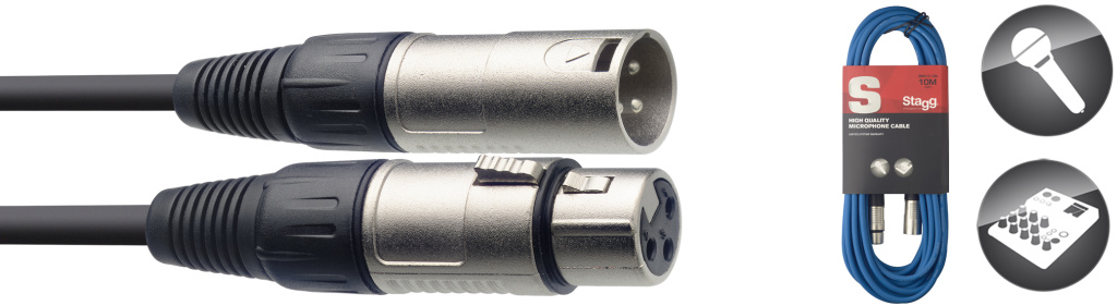 10 Meter BLAU MIKROFONKABEL XLRf-XLRm