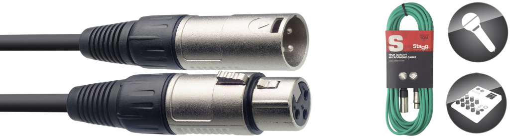10 Meter GRUEN MIKROFONKABEL XLRf-XLRm