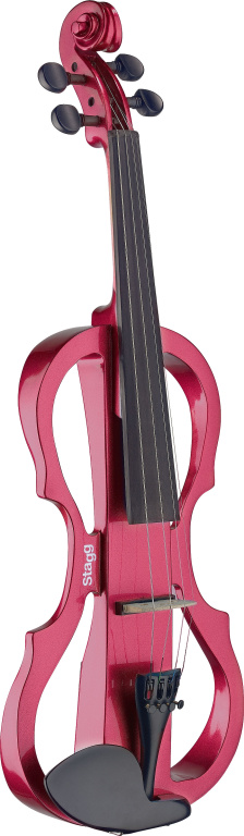 4/4 Silent Violin Set mit Rot Metallic Violine, Softcase und Kopfhörer, Geige