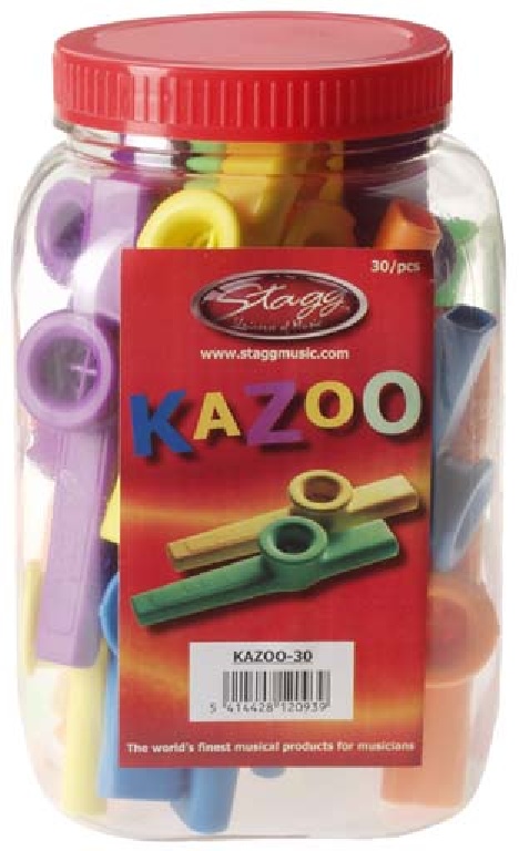 Kazoo aus Kunststoff, Box mit 30 Stück, bunt