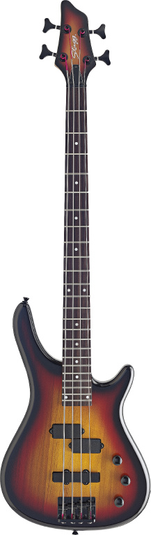 4-saitige "Fusion" E-Bassgitarre, Stagg, Farbe Sunburst, BC300-SB