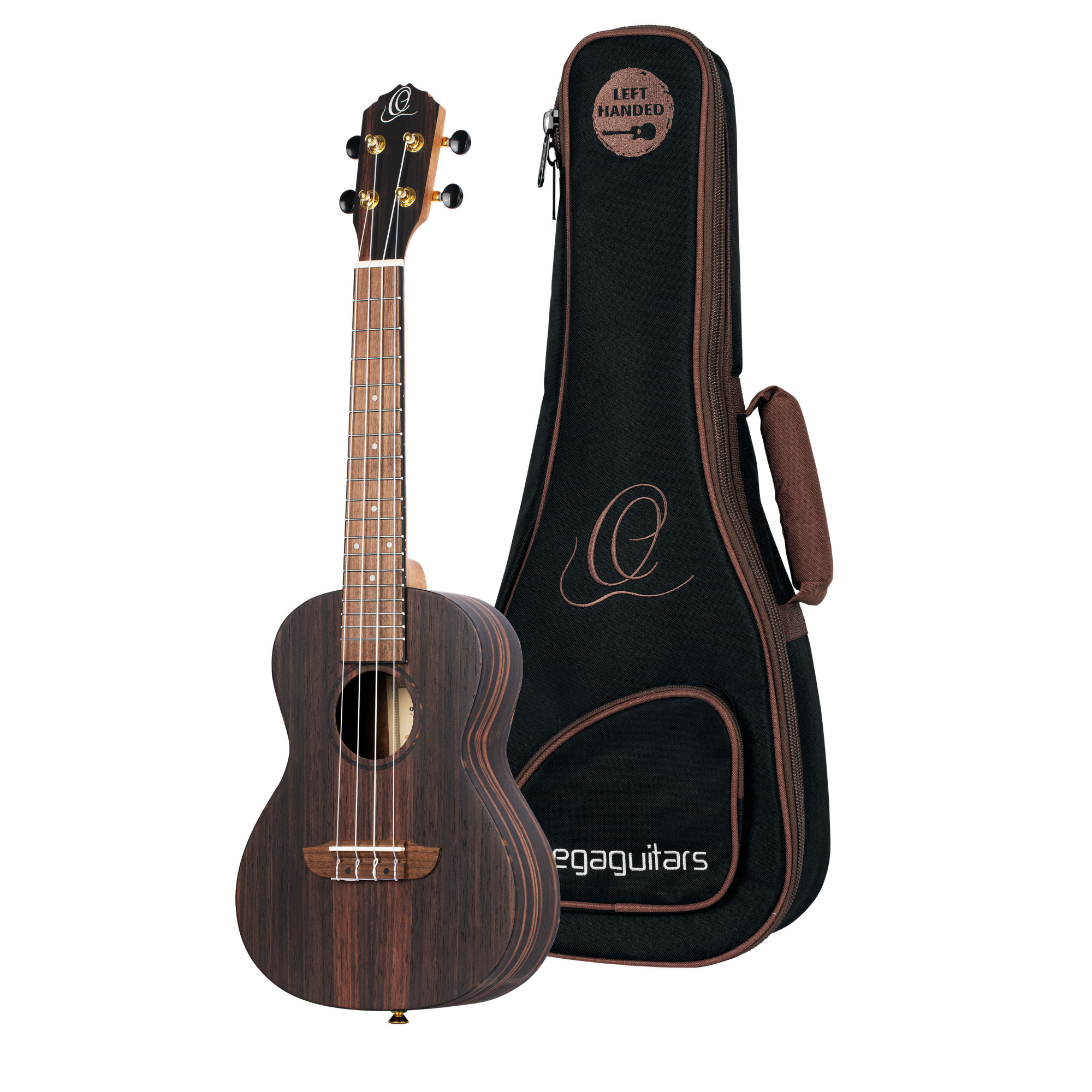ORTEGA Konzert Ukulele 4-Saiter Lefty in Ebony Natural mit Tasche