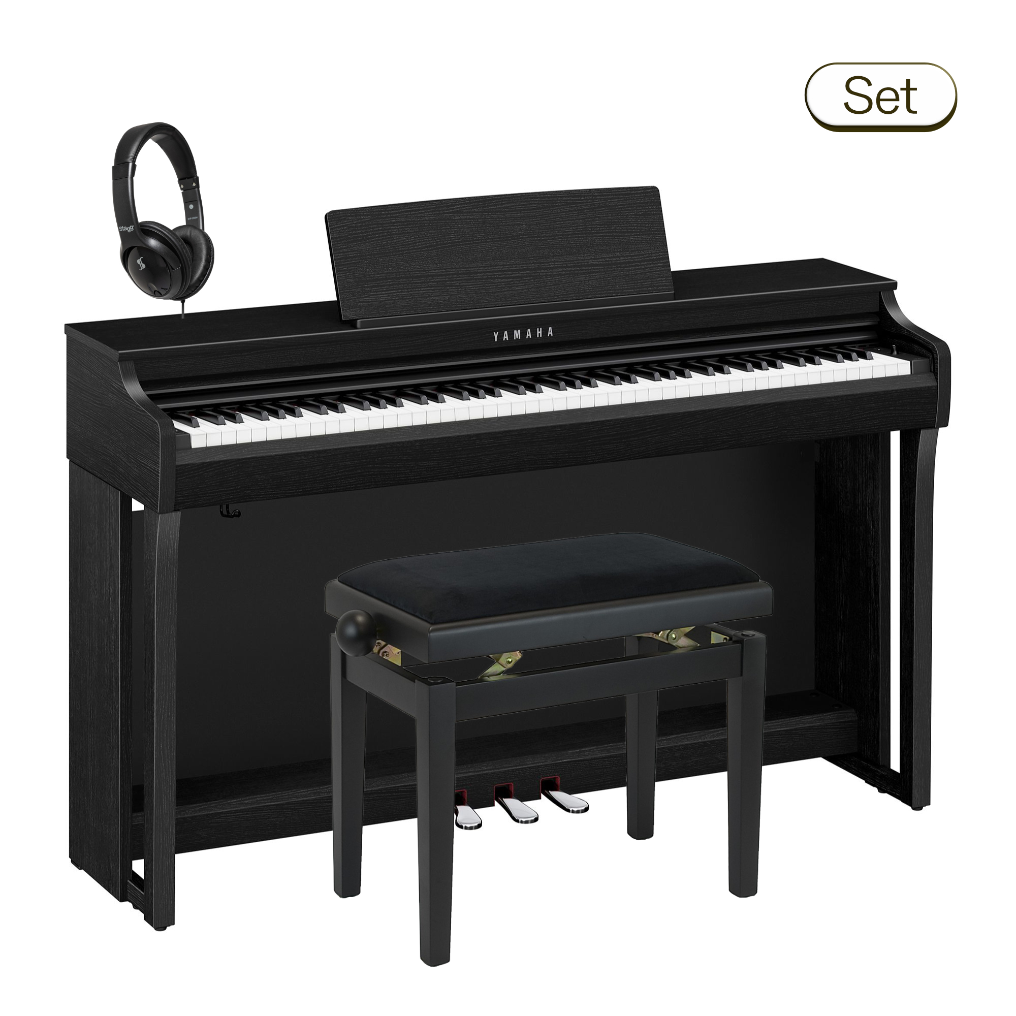 Yamaha CLP-825 B E-Piano - schwarz matt - im Set mit Klavierbank und Stereokopfhörern